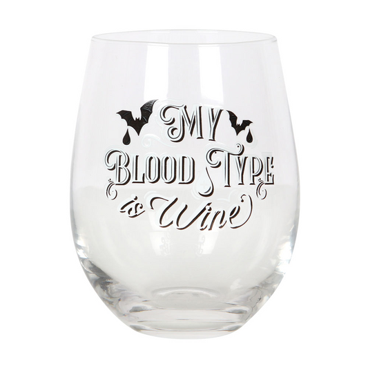 My Blood Type is Wine Stemless Wine Glass -  - Just £15.99! Shop now at PJF stores LTD