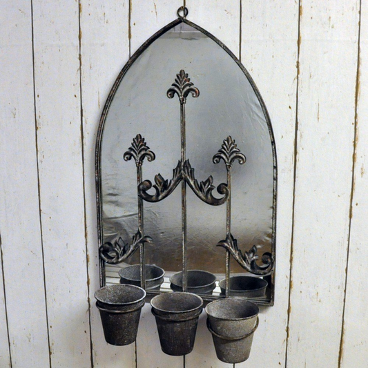 Rusty Wall Mirror With Triple Planter -  - Just £49.99! Shop now at PJF stores LTD