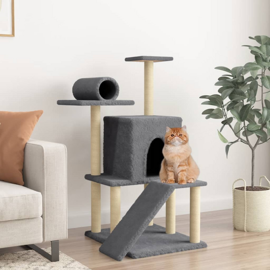 Cat Tree with Sisal Scratching Posts Dark Grey 110.5 cm -  - Just £56.99! Shop now at PJF stores LTD