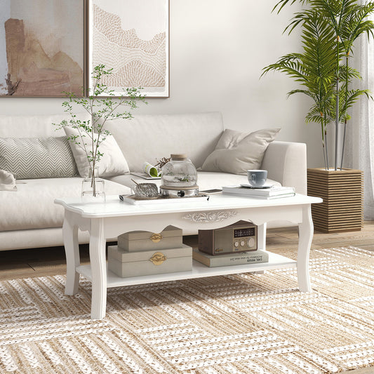 White Modern Coffee Table 2 Layer Design -  - Just £51.99! Shop now at PJF stores LTD