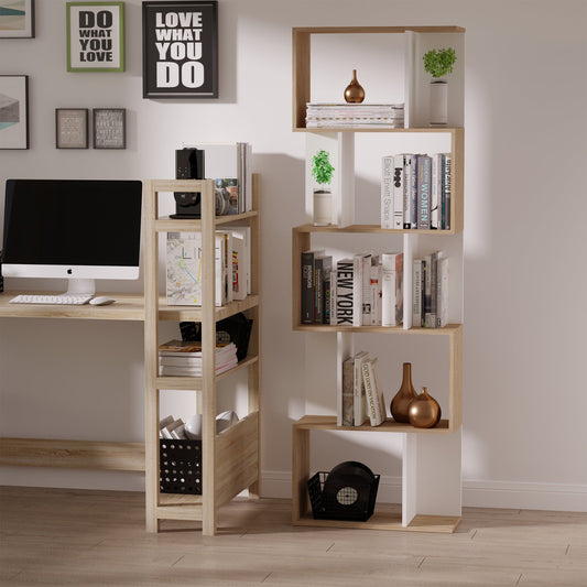 5 Tier Bookcase SShaped Shelving Display Unit -  - Just £61.95! Shop now at PJF stores LTD