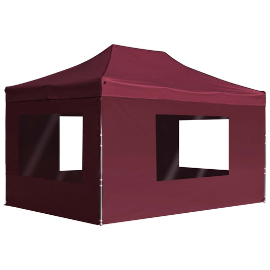 Professional Folding Party Tent with Walls Aluminium 4.5x3 m Wine Red - Canopies & Gazebos - Just £256.72! Shop now at PJF stores LTD