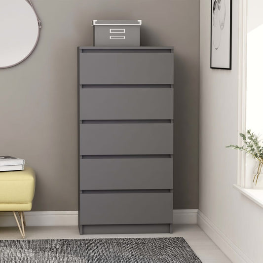 vidaXL Drawer Sideboard Grey 60x35x121 cm Engineered Wood - Buffets & Sideboards - Just £117.36! Shop now at PJF stores LTD
