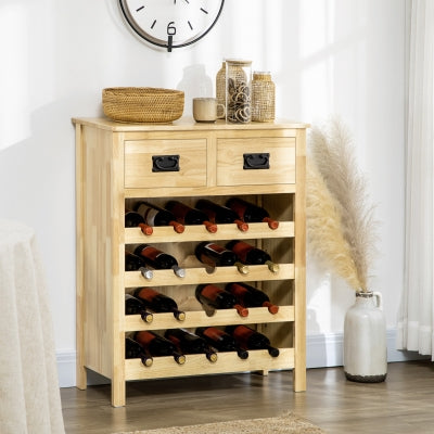 HOMCOM  Wine Storage Cabinet with 20-Bottle Wine Racks 2 Drawers Wood Effect -  - Just £68.99! Shop now at PJF stores LTD