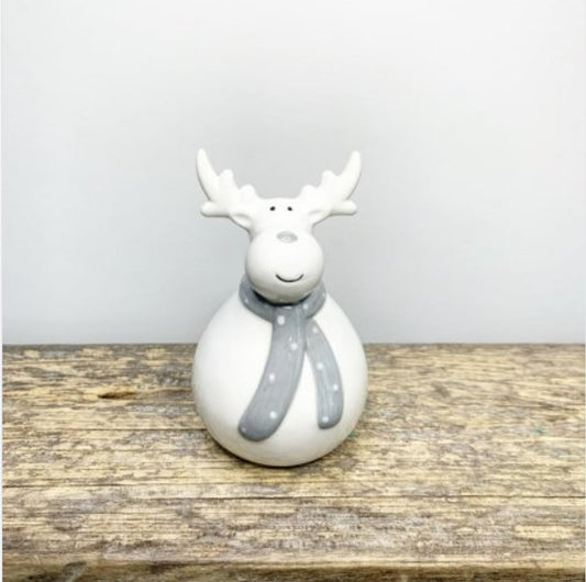 Plump Grey Scarf Reindeer 11cm -  - Just £5! Shop now at PJF stores LTD