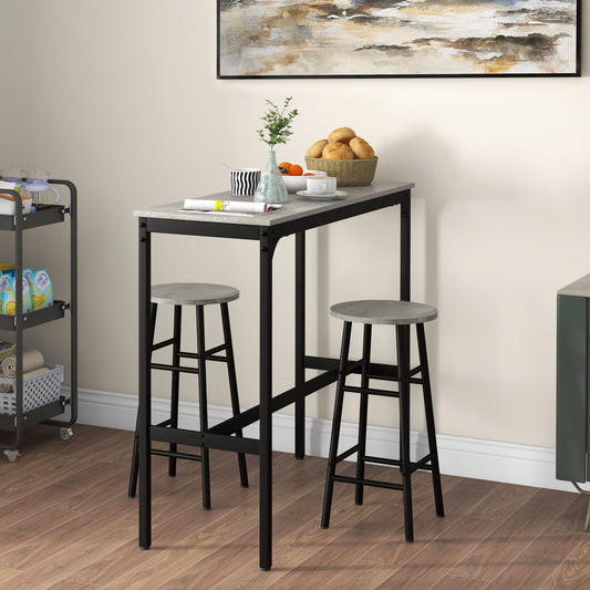 3 Piece Bar Table Set with 2 Stools, Industrial Bar Table and Stool Set -  - Just £74.95! Shop now at PJF stores LTD