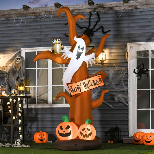 2.7m Halloween Inflatable Dead Tree with Ghost, Pumpkin and Owl, Blow Up Decorations with Build-in LED Lights for Party Outdoor Garden Décor -  - Just £59.95! Shop now at PJF stores LTD