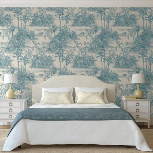 DUTCH WALLCOVERINGS Wallpaper Tropical Beige and Light Blue - Wallpaper - Just £36.99! Shop now at PJF stores LTD