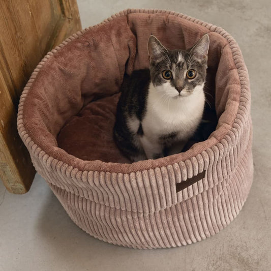 Designed by Lotte Cat Basket Ribbed Pink 50x35 cm - Cat Beds - Just £89.95! Shop now at PJF stores LTD