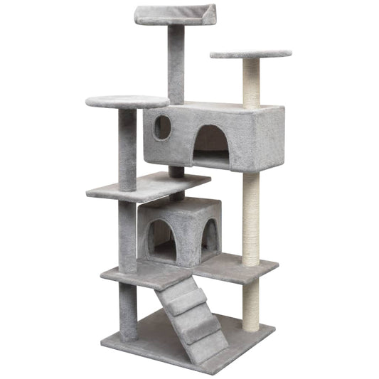vidaXL Cat Tree with Sisal Scratching Posts 125 cm Grey - Cat Furniture - Just £75.54! Shop now at PJF stores LTD