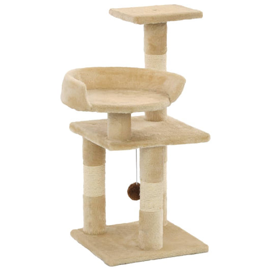 vidaXL Cat Tree with Sisal Scratching Posts 65 cm Beige - Cat Furniture - Just £35.98! Shop now at PJF stores LTD