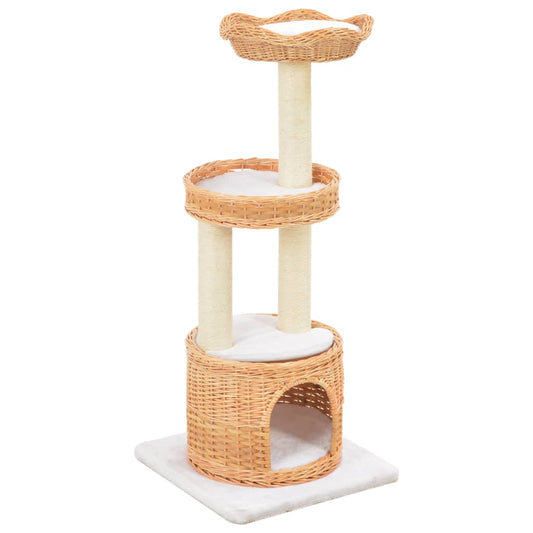 vidaXL Cat Tree with Sisal Scratching Post Natural Willow Wood - Cat Furniture - Just £107.23! Shop now at PJF stores LTD