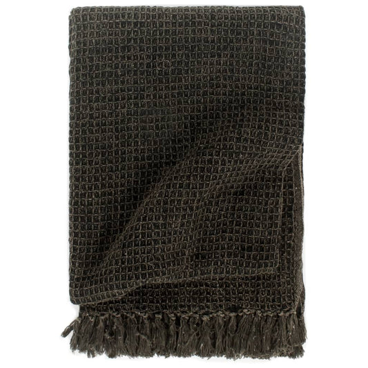 vidaXL Throw Cotton 125x150 cm Anthracite/Brown - Blankets - Just £17.99! Shop now at PJF stores LTD