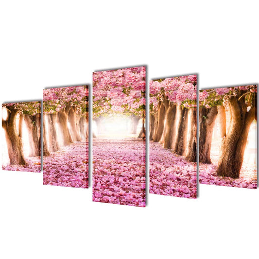 Canvas Wall Print Set Cherry Blossom 200 x 100 cm - Posters, Prints & Visual Artwork - Just £47.60! Shop now at PJF stores LTD