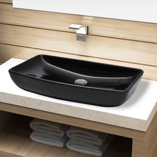 Ceramic Bathroom Sink Basin Black Rectangular - Bathroom Basins - Just £84.01! Shop now at PJF stores LTD