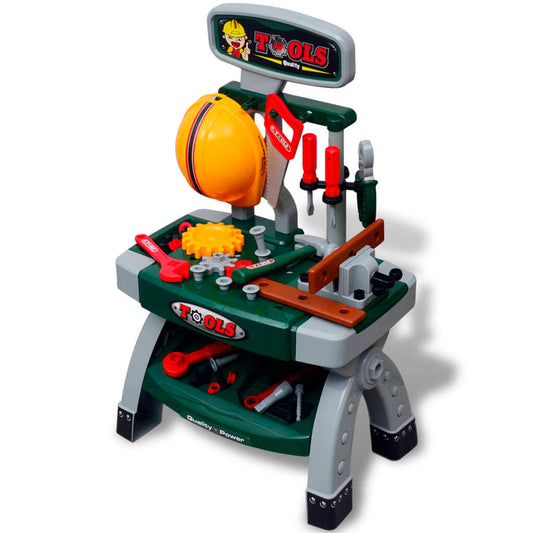 Kids'/Children's Playroom Toy Workbench with Tools Green + Grey - Pretend Professions & Role Playing - Just £54.43! Shop now at PJF stores LTD