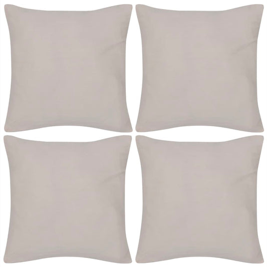 4 Beige Cushion Covers Cotton 40 x 40 cm - Throw Pillows - Just £23.45! Shop now at PJF stores LTD