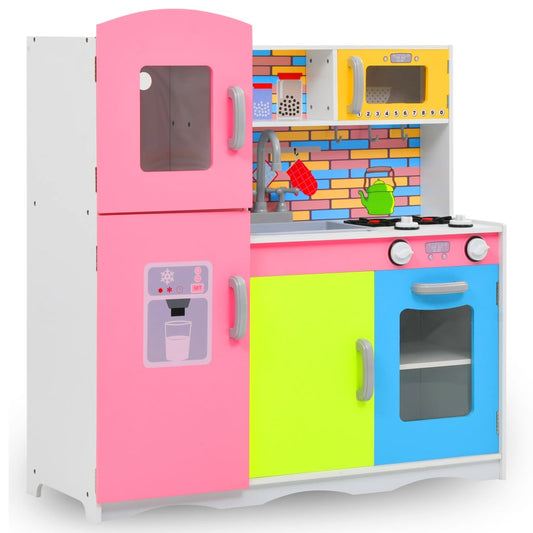 vidaXL Kids' Play Kitchen MDF 80x30x85 cm Multicolour - Toy Kitchens & Play Food - Just £95.63! Shop now at PJF stores LTD