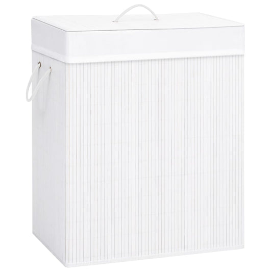 vidaXL Bamboo Laundry Basket White 83 L - Laundry Baskets - Just £28.70! Shop now at PJF stores LTD