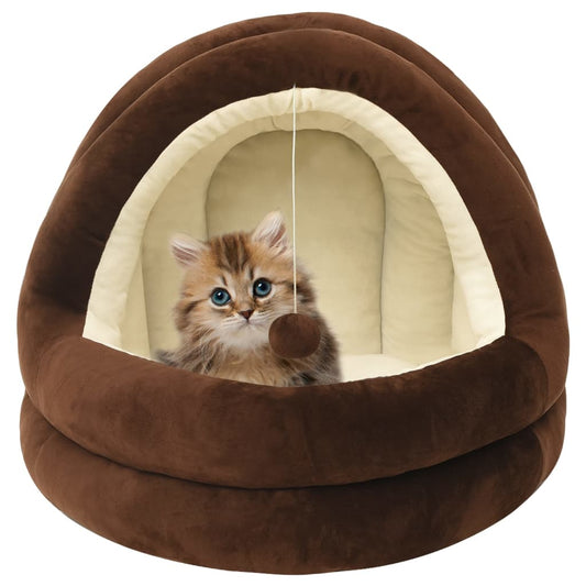 vidaXL Cat Bed 50x50x45 cm Brown and Cream - Cat Beds - Just £38.95! Shop now at PJF stores LTD