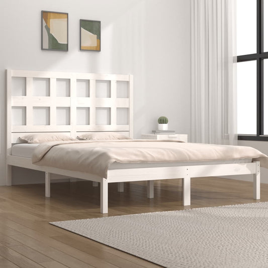 vidaXL Bed Frame White Solid Wood Pine 140x190 cm - Beds & Bed Frames - Just £122.70! Shop now at PJF stores LTD