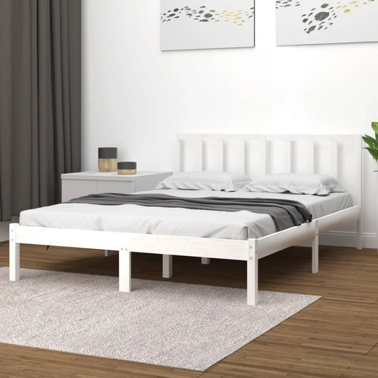 vidaXL Bed Frame White Solid Wood Pine 120x200 cm - Beds & Bed Frames - Just £99.99! Shop now at PJF stores LTD