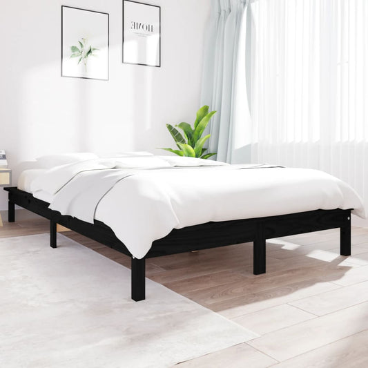 vidaXL Bed Frame Black 180x200 cm Super King Size Solid Wood Pine - Beds & Bed Frames - Just £136.54! Shop now at PJF stores LTD