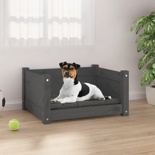 vidaXL Dog Bed Grey 55.5x45.5x28 cm Solid Pine Wood - Dog Beds - Just £38.34! Shop now at PJF stores LTD