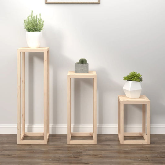 vidaXL 3 Piece Plant Stand Set Solid Wood Pine - Plant Stands - Just £64.49! Shop now at PJF stores LTD