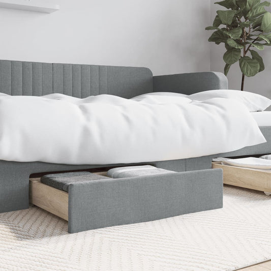 vidaXL Bed Drawers 2 pcs Light Grey Engineered Wood and Fabric - Beds & Accessories - Just £53.36! Shop now at PJF stores LTD