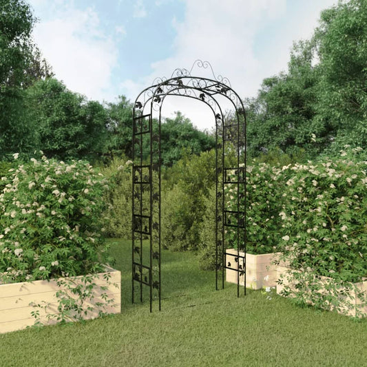vidaXL Garden Arch Black 116x45x240 cm Steel - Garden Arches, Trellises, Arbours & Pergolas - Just £101.99! Shop now at PJF stores LTD