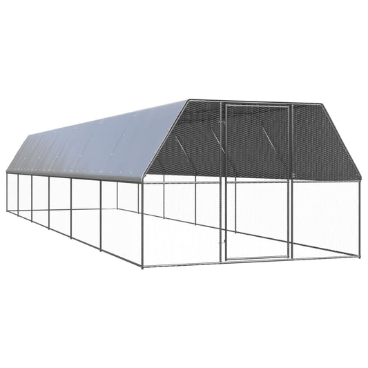 vidaXL Outdoor Chicken Cage 3x12x2 m Galvanised Steel - Small Animal Habitats & Cages - Just £604.48! Shop now at PJF stores LTD