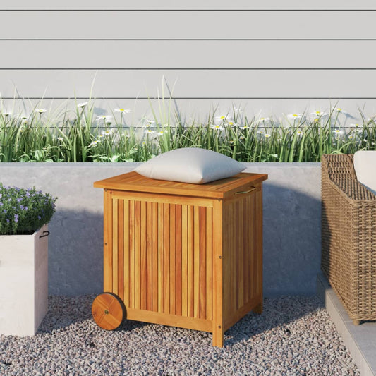 vidaXL Garden Storage Box with Wheels 60x50x58 cm Solid Wood Acacia - Outdoor Storage Boxes - Just £99.99! Shop now at PJF stores LTD