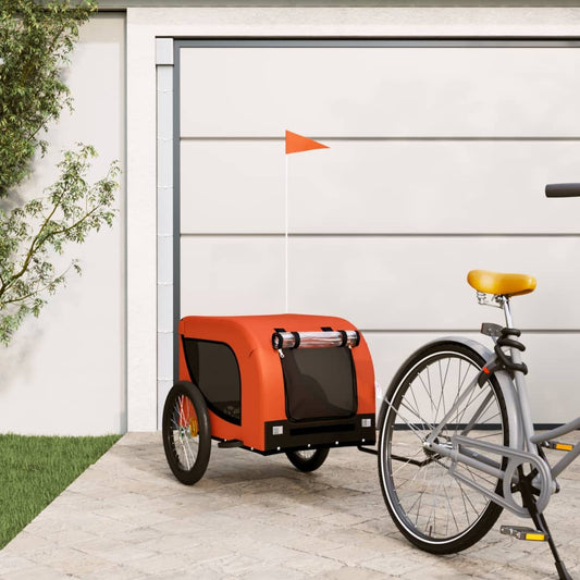 vidaXL Pet Bike Trailer Orange and Black Oxford Fabric and Iron - Pet Pushchairs & Strollers - Just £86.85! Shop now at PJF stores LTD