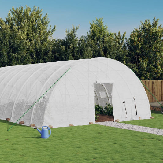 vidaXL Greenhouse with Steel Frame White 144 m² 24x6x2.85 m - Greenhouses - Just £1226.48! Shop now at PJF stores LTD