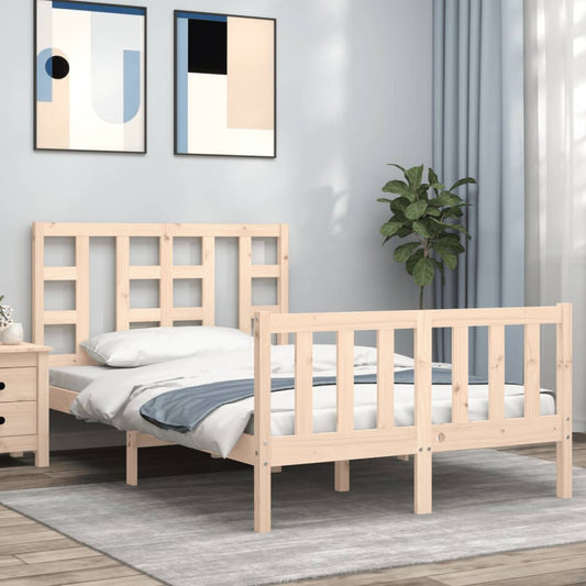 vidaXL Bed Frame with Headboard Small Double Solid Wood - Beds & Bed Frames - Just £102.99! Shop now at PJF stores LTD