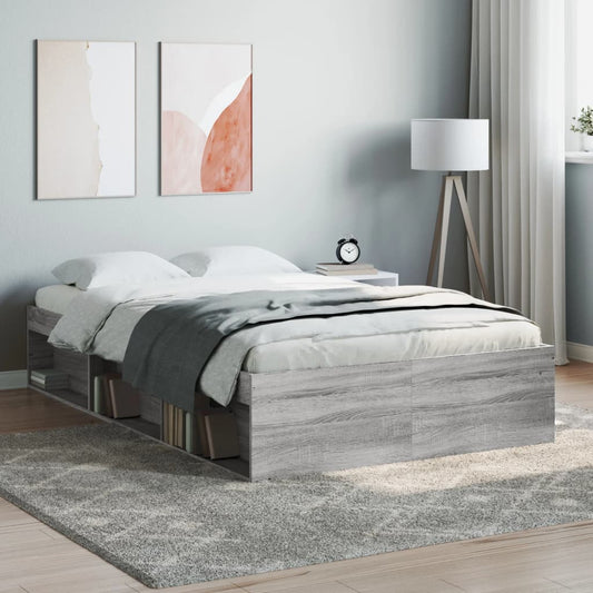 vidaXL Bed Frame Grey Sonoma 120x190 cm Small Double - Beds & Bed Frames - Just £141.99! Shop now at PJF stores LTD
