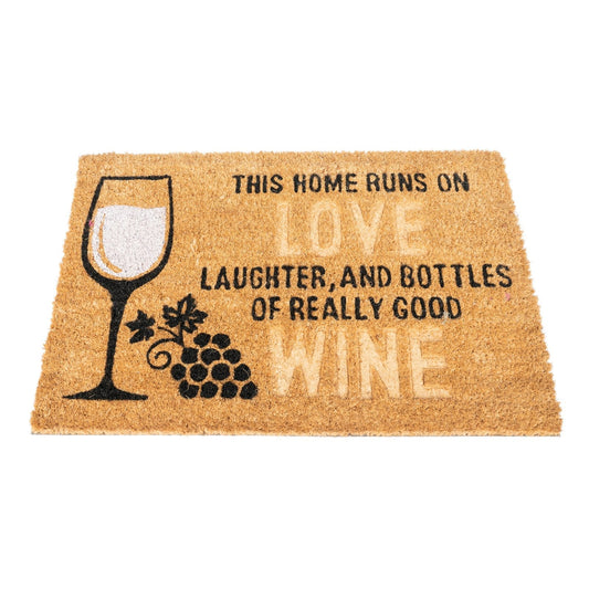 Coir Doormat with Wine Glass & Love -  - Just £22.99! Shop now at PJF stores LTD