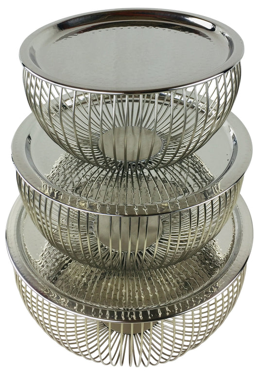 Set Of 3 Silver Bowls With Plate Tops -  - Just £67.99! Shop now at PJF stores LTD