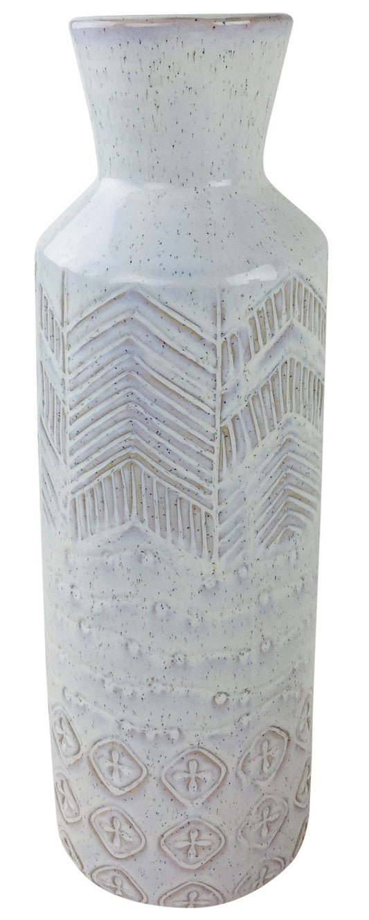 White Herringbone Textured Stoneware Vase 44cm -  - Just £50.99! Shop now at PJF stores LTD