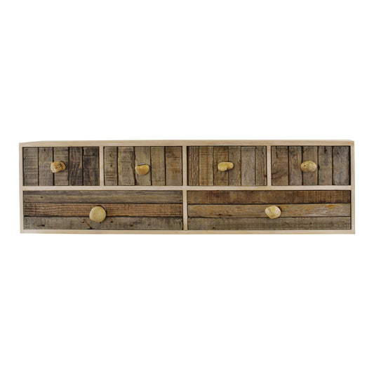 6 Drawer Unit, Driftwood Effect Drawers With Pebble Handles, Freestanding or Wall Mountable -  - Just £49.99! Shop now at PJF stores LTD