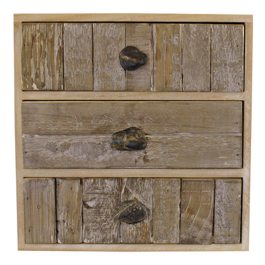 3 Drawer Unit, Driftwood Effect Drawers With Pebble Handles -  - Just £41.99! Shop now at PJF stores LTD