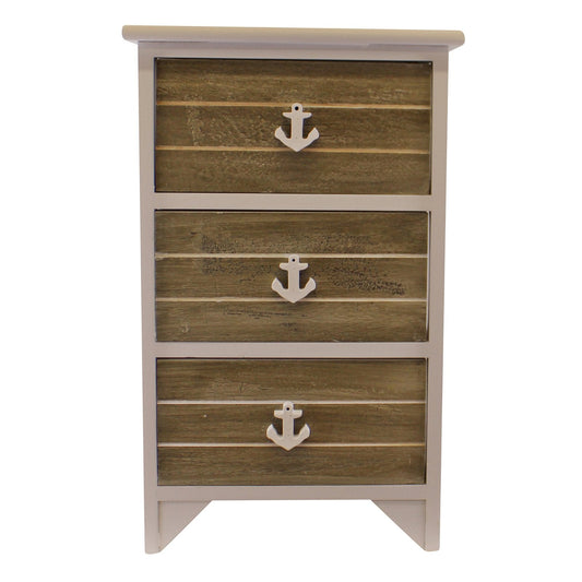Chest Of 3 Drawers With Nautical Anchor Handles In Grey & White -  - Just £59.99! Shop now at PJF stores LTD