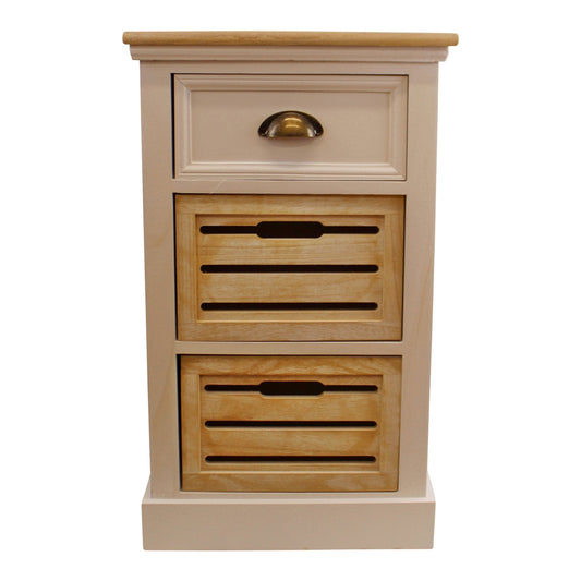 Contemporary Natural & White Chest Of Drawers, 3 Drawers -  - Just £60.59! Shop now at PJF stores LTD