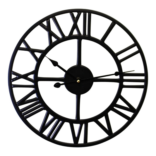 Black Metal Roman Numeral Wall Clock 39cm -  - Just £28.99! Shop now at PJF stores LTD