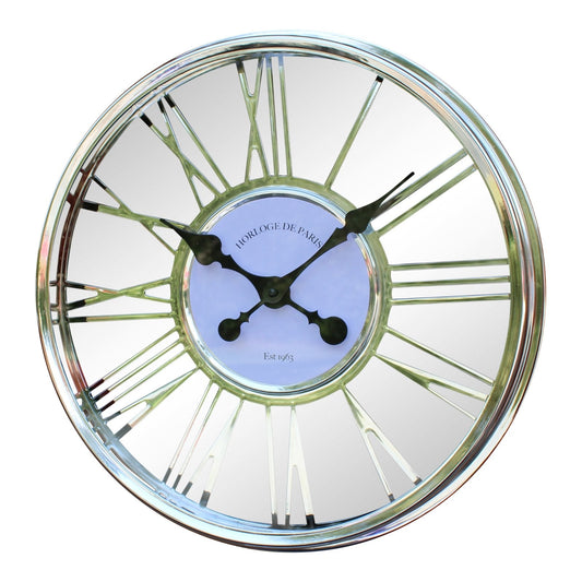 Large Silver Wall Clock 45cm -  - Just £49.99! Shop now at PJF stores LTD