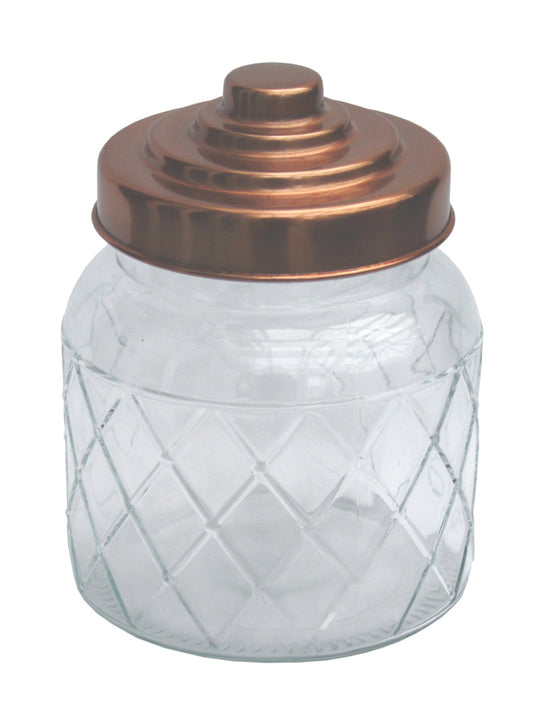 Round Glass Jar With Copper Lid, 5.5 Inch -  - Just £11.99! Shop now at PJF stores LTD
