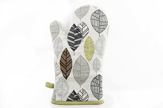Kitchen Oven Glove With Contemporary Green Leaf Print Design -  - Just £14.99! Shop now at PJF stores LTD