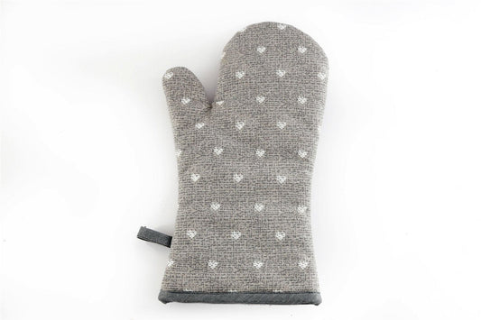 Kitchen  Oven Glove With A Grey Heart Print Design -  - Just £14.99! Shop now at PJF stores LTD