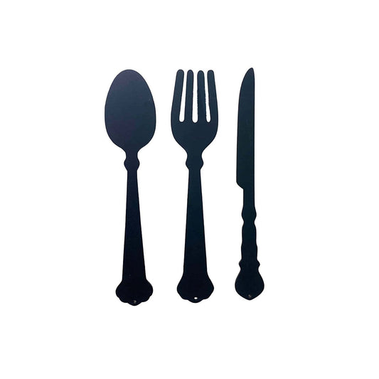 Black Three Piece Cutlery Wall Decoration 39cm -  - Just £9.99! Shop now at PJF stores LTD